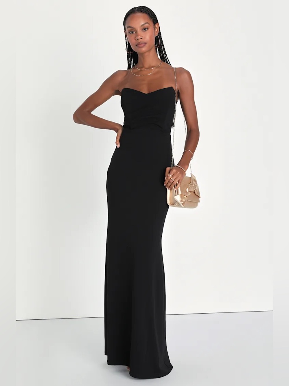 Lulus Iconic Arrival Black Strapless Bustier Mermaid Maxi Dress - Picture 2 of 9
